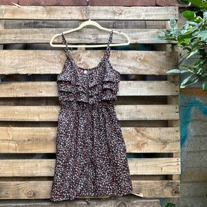 Xhilaration Bird Print Ruffle Front Dress